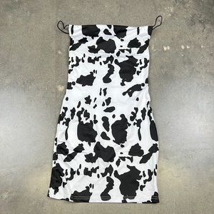 Black and White Cow Print Mini Dress